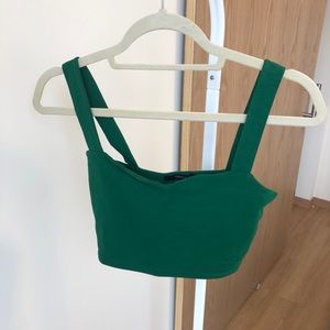 Green box neck crop top